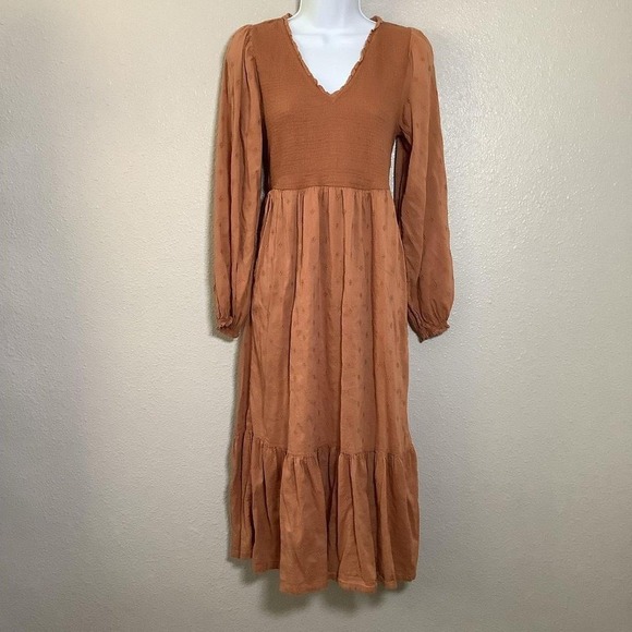 Old Navy Dresses & Skirts - Orange Boho Chic Cottagecore Feminine Smocked Peasant Prairie Midi Dress S